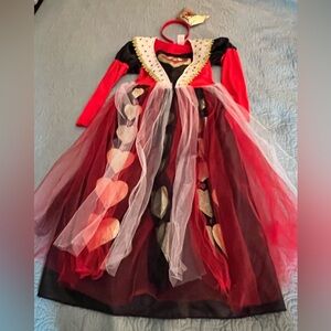 Queen of Hearts Dress Up/Halloween Costume with Headband Crown size S (4-6)